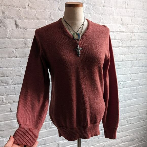 Vintage Sweaters - Vintage Minimalist Neutral Knit Grandpa Sweater Chunky Knit Earthy Boho Chic Top